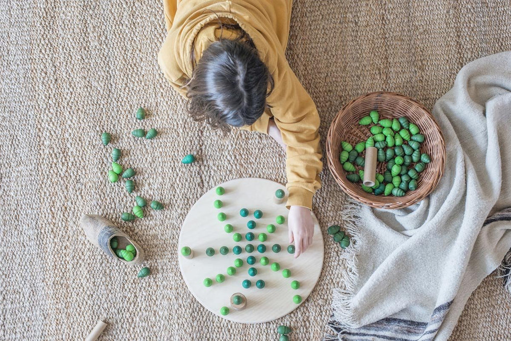 Grapat Wooden Mandala Raindrops 36 Pieces - Greens - Huckle + Berry KidsGrapat