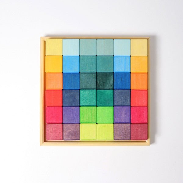 Grimms Square Blocks Set Rainbow - Huckle + Berry KidsGrimm's