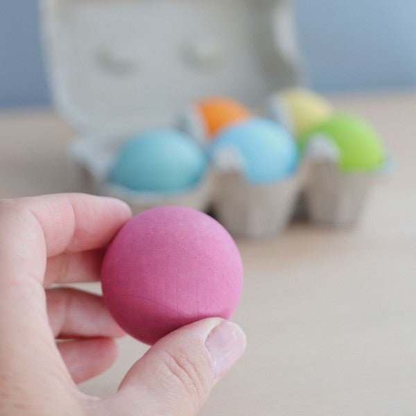 Grimms Wooden Balls - 6 Piece Pastel - Huckle + Berry KidsGrimms