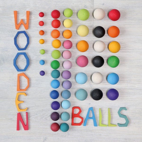 Grimms Wooden Balls - 6 Piece Rainbow - Huckle + Berry KidsGrimms