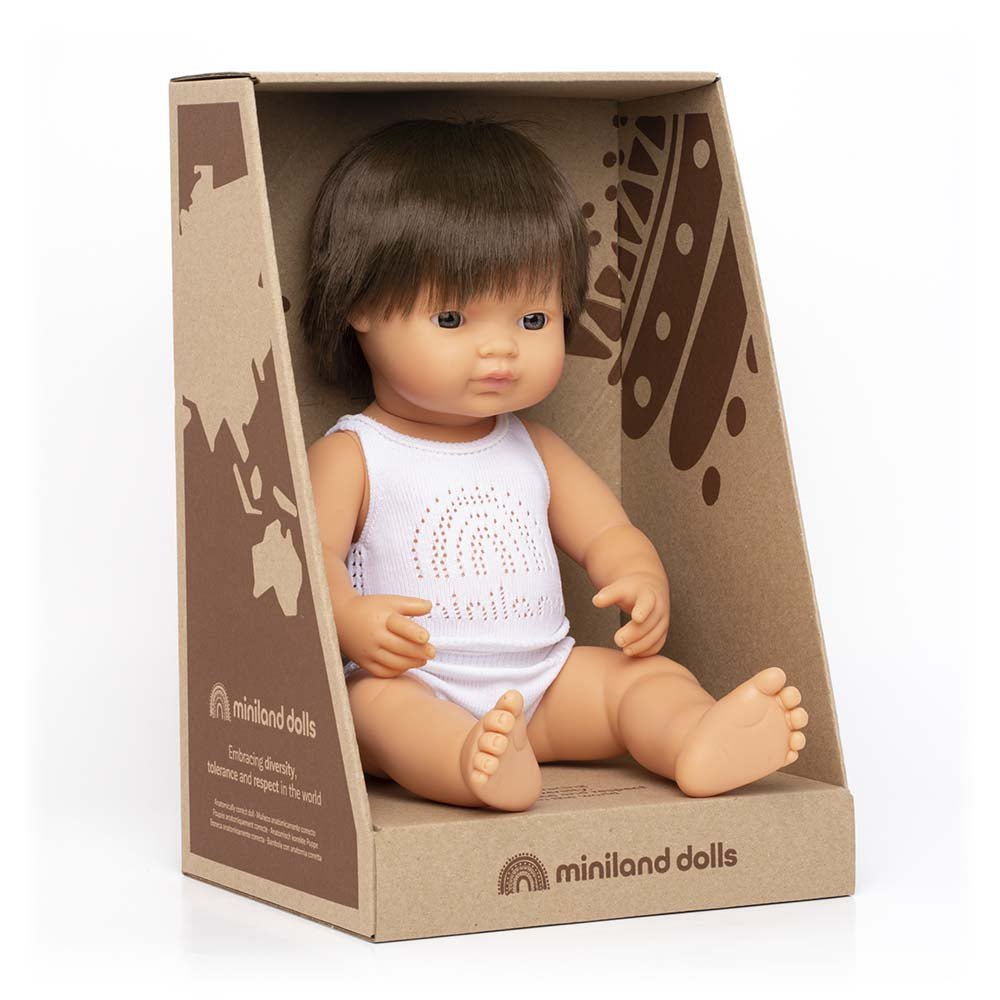 Miniland Brunette Boy Baby Doll - Huckle + Berry KidsMiniland