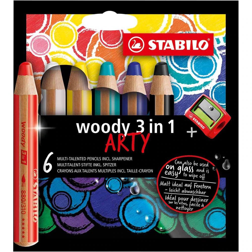 Stabilo Woody 3 in 1 Crayon with Sharpener 6 Pack - Huckle + Berry KidsStabilo